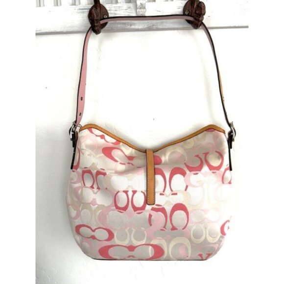 *RARE* Coach Hampton Pink Optic Slouch Clip Hobo Bag EUC - Picture 3 of 11